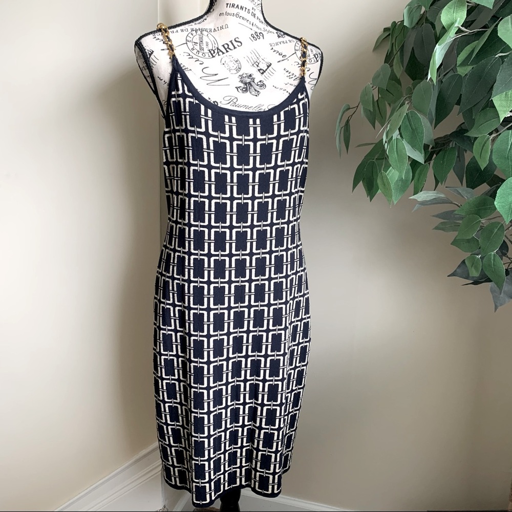 Adrienne Vittadini Vintage Chain Strap Dress Sz L